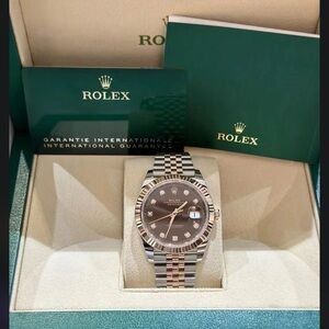 Rolex Two-Tone Watch with Black Dial